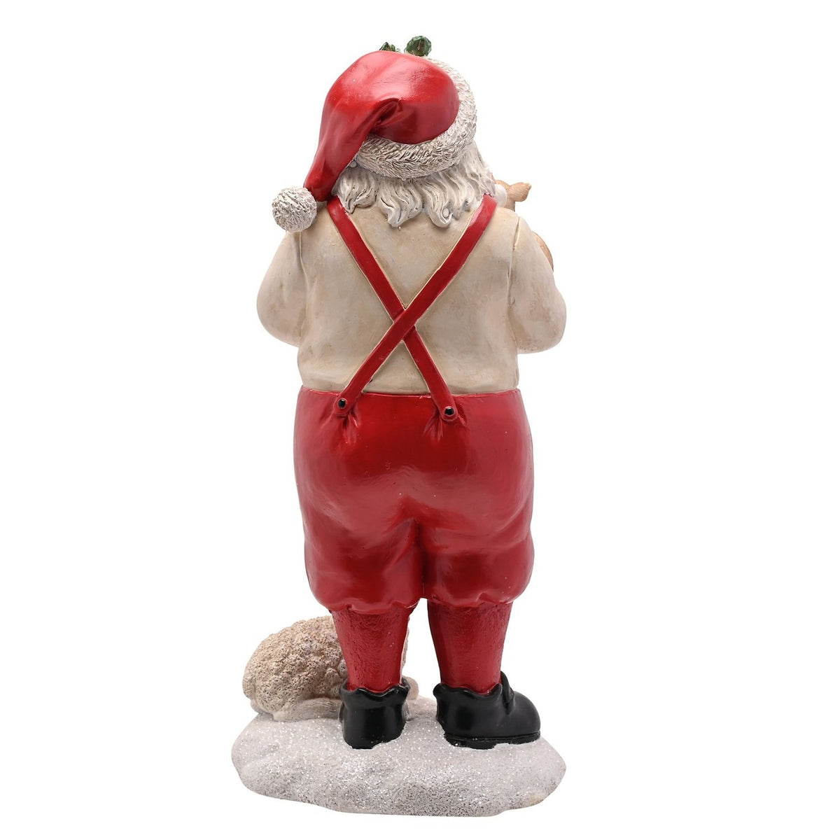 Santa with Chicken and Lamb Resin Christmas Decoration - White