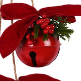 Metal Bells Ornament with Bow & Faux Foliage 72cm - Red