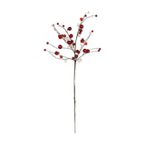 Slender branching Christmas stem decorated with glossy, pearly, and glittered red baubles mixed with white pearl and glitter accents.