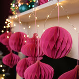 Set of 3 Gold Edged Paper Christmas Tree Decorations 9cm - Pink