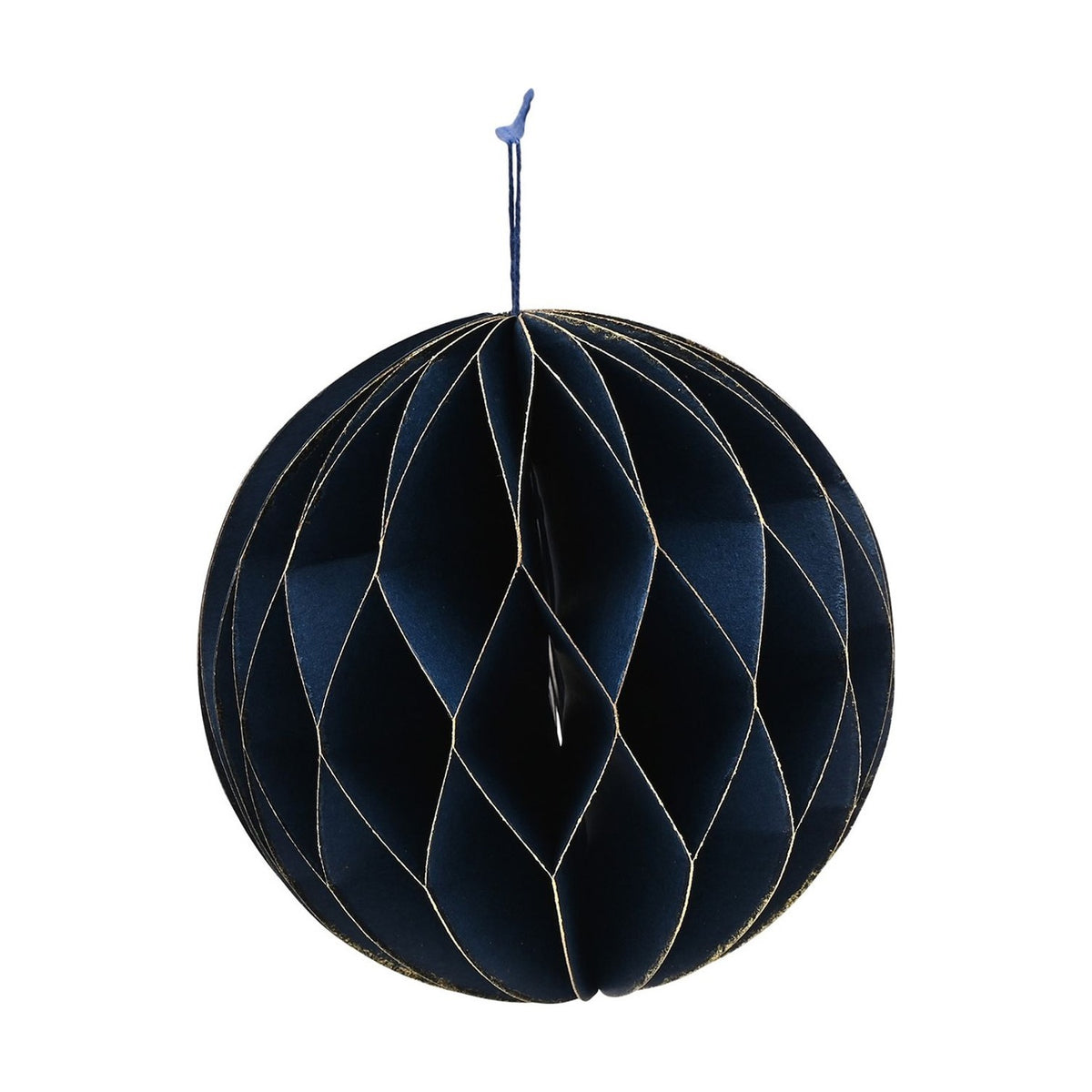 Set of 3 Paper Bauble Tree Decorations with Gold Edge 10cm - Blue