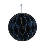 Set of 3 Paper Bauble Tree Decorations with Gold Edge 10cm - Blue