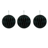 Set of 3 Gold Edged Paper Christmas Tree Decorations 10cm - Green