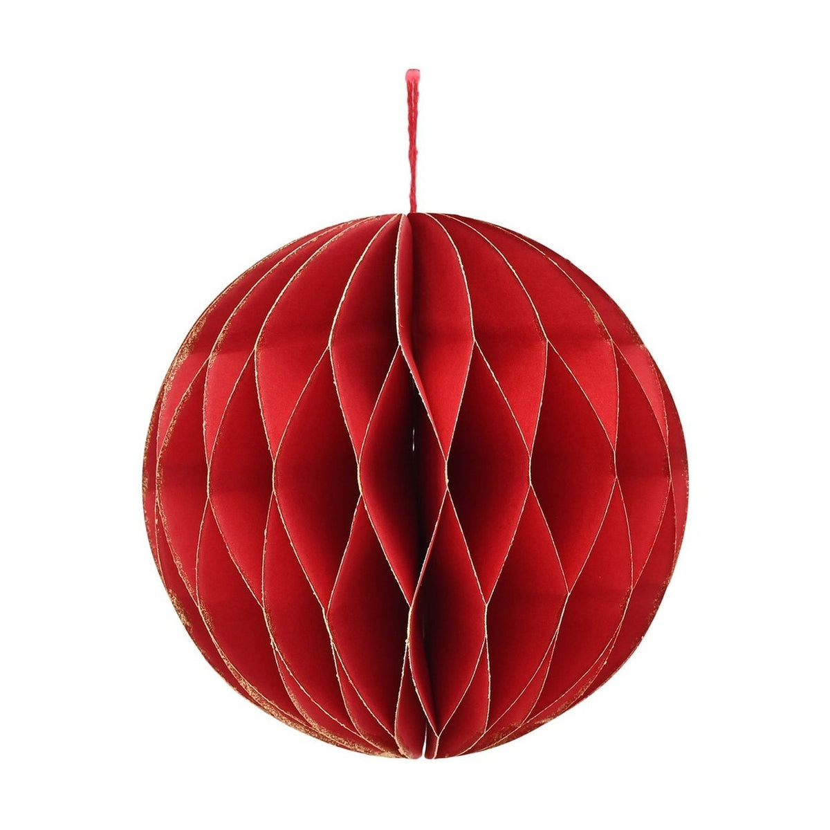 Set of 3 Gold Edged Paper Christmas Tree Decorations 10cm - Red