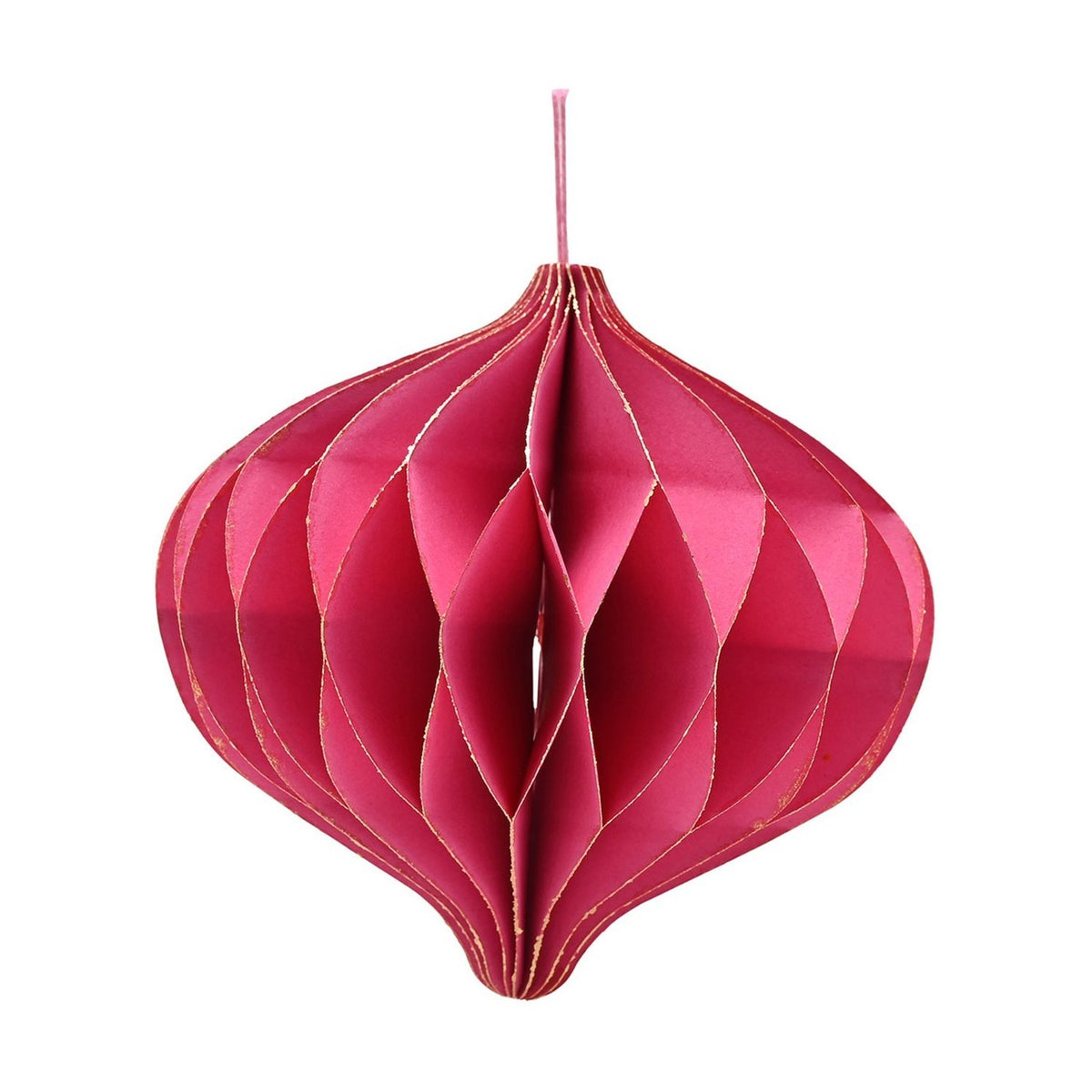 Set of 3 Paper Bauble Tree Decorations with Gold Edge 9cm - Pink