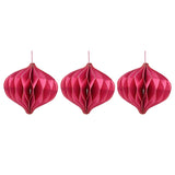 Set of 3 Paper Bauble Tree Decorations with Gold Edge 9cm - Pink