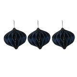 Set of 3 Gold Edge Paper Christmas Tree Decorations 9cm - Blue