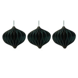 Set of 3 Gold Edge Paper Christmas Tree Decorations 9cm - Green