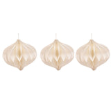 Set of 3 Paper Bauble Christmas Tree Decorations 12cm - White