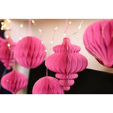 Set of 2 Gold Edge Ornate Paper Tree Decorations 15cm - Pink