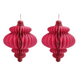 Set of 2 Gold Edge Ornate Paper Tree Decorations 15cm - Pink