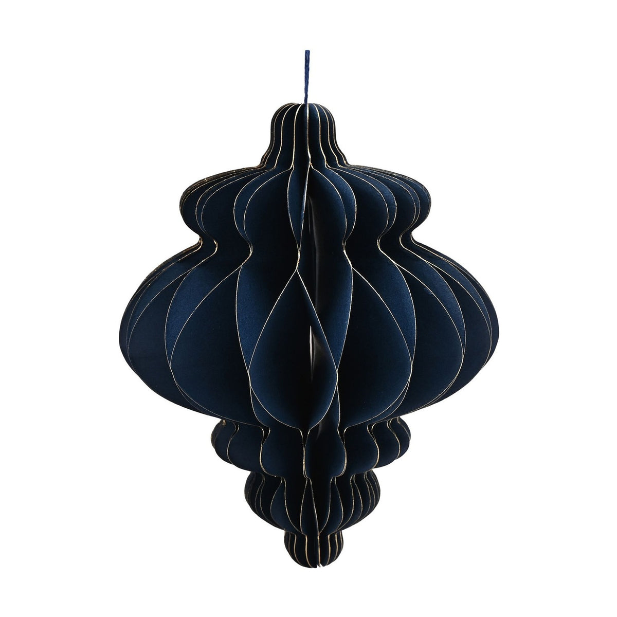 Set of 2 Gold Edged Paper Christmas Tree Decorations 15cm - Blue