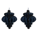 Set of 2 Gold Edged Paper Christmas Tree Decorations 15cm - Blue