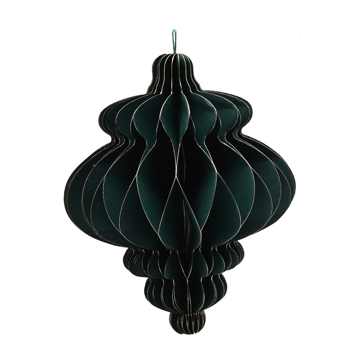 Set of 2 Paper Bauble Christmas Tree Decorations 15cm - Green