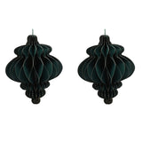 Set of 2 Paper Bauble Christmas Tree Decorations 15cm - Green