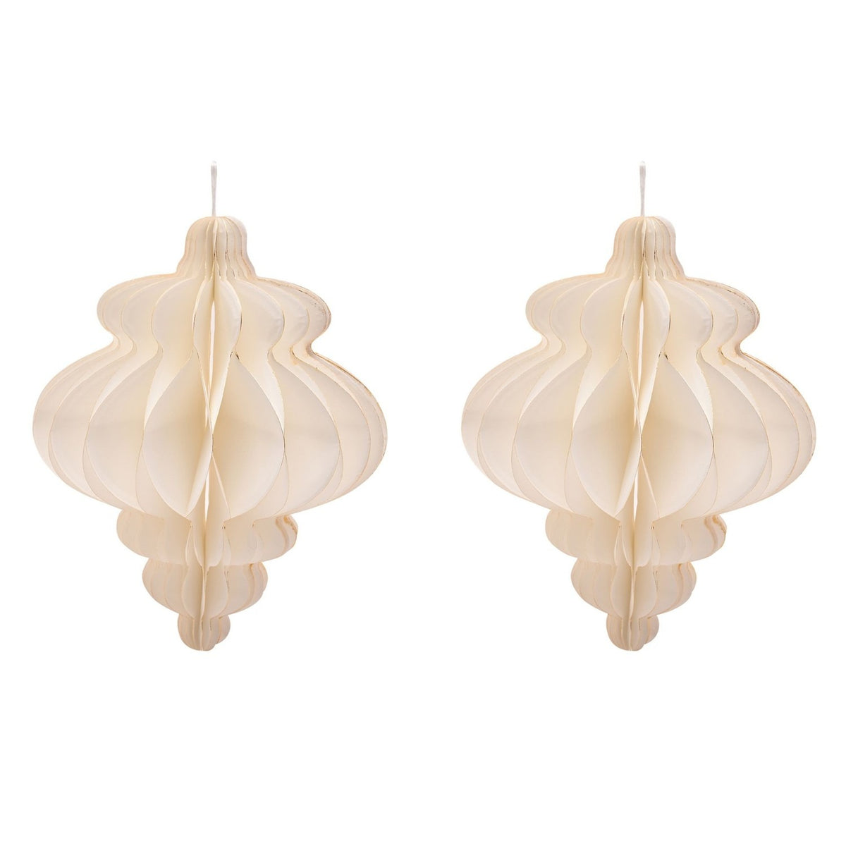 Set of 2 Paper Bauble Christmas Tree Decorations 15cm - White