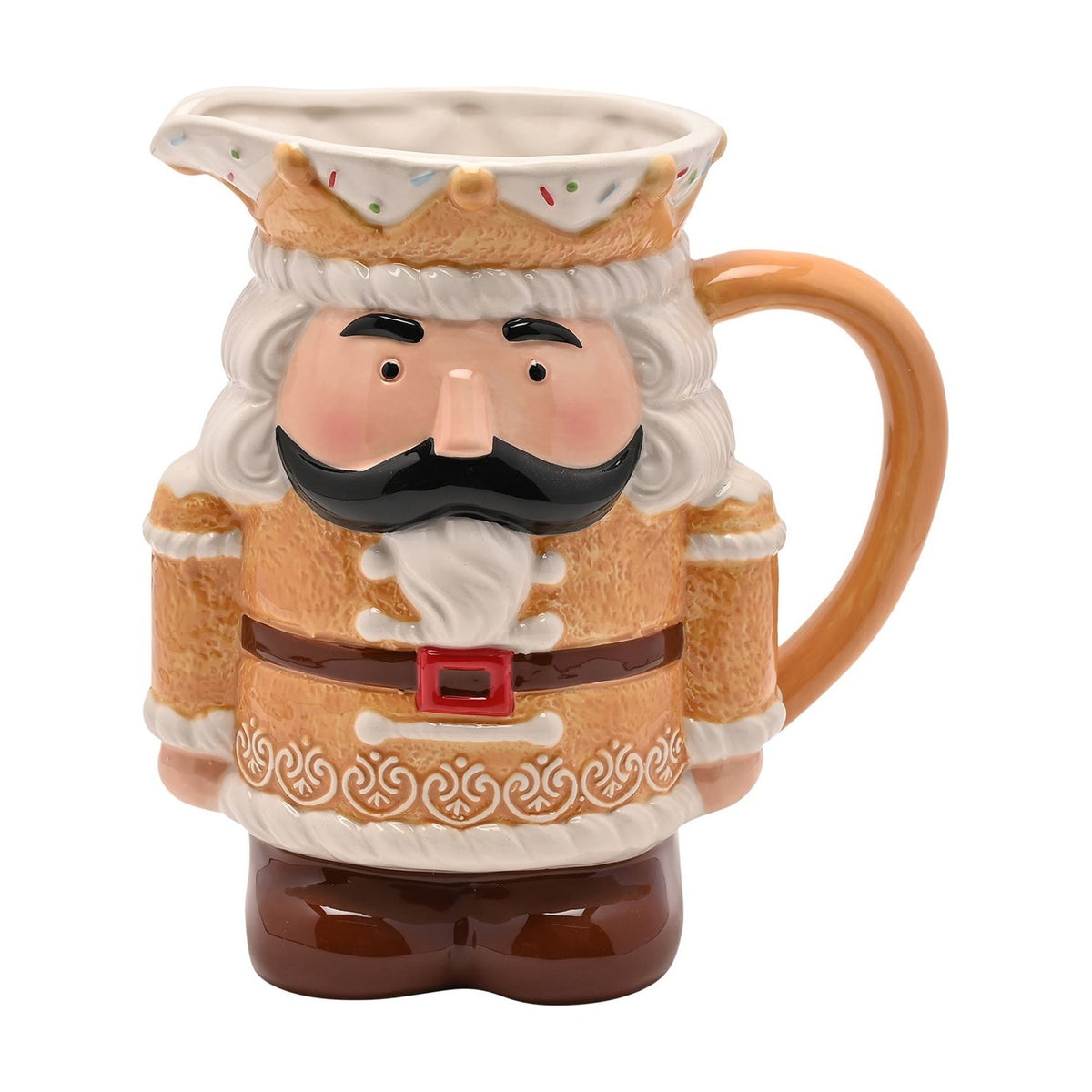 Large Crowned Gingerbread Nutcracker Ceramic Jug - Brown