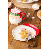 Mr Claus Santa Face Nordic Ceramic Plate with Red Hat - White