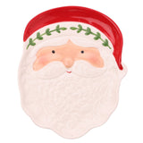 Mr Claus Santa Face Nordic Ceramic Plate with Red Hat - White