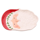 Mr Claus Santa Face Nordic Ceramic Plate with Red Hat - White