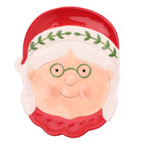 Nordic Festive Face Ceramic Plate with Glasses - Red & White