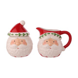 Santa Face Ceramic Nordic Lidded Sugar Bowl and Jug - Red