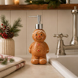 Iced Gingerbread Man Ceramic Hand Soap Dispenser - Brown