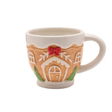 Gingerbread House Ceramic Teacup & Saucer - Light Brown & White