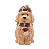 Christmas Cockapoo Ceramic Biscuit Barrel - Light Brown