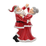 Dancing Mr and Mrs Claus Decoration with White Trim - Red