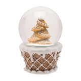 Gingerbread Tree Snow Globe with Lattice Base 10cm - Brown