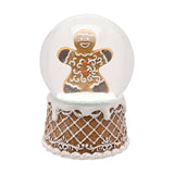 Gingerbread Man Resin Snow Globe with Iced Base 15cm - Brown