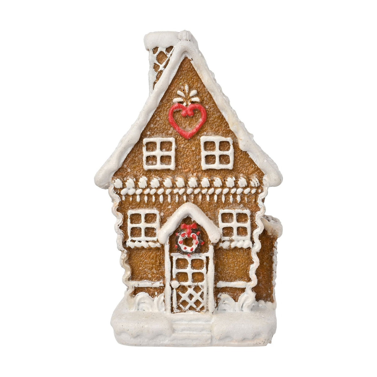 Iced Gingerbread Chalet Resin Decoration 11cm - Light Brown