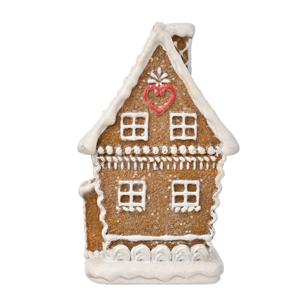 Iced Gingerbread Chalet Resin Decoration 11cm - Light Brown