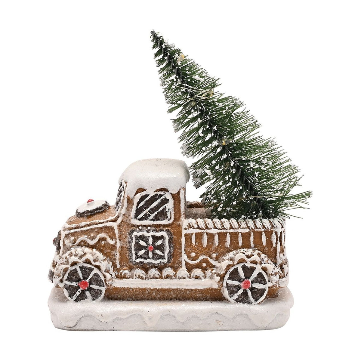 Iced Gingerbread Truck Light-Up Decoration 12.5cm - Brown