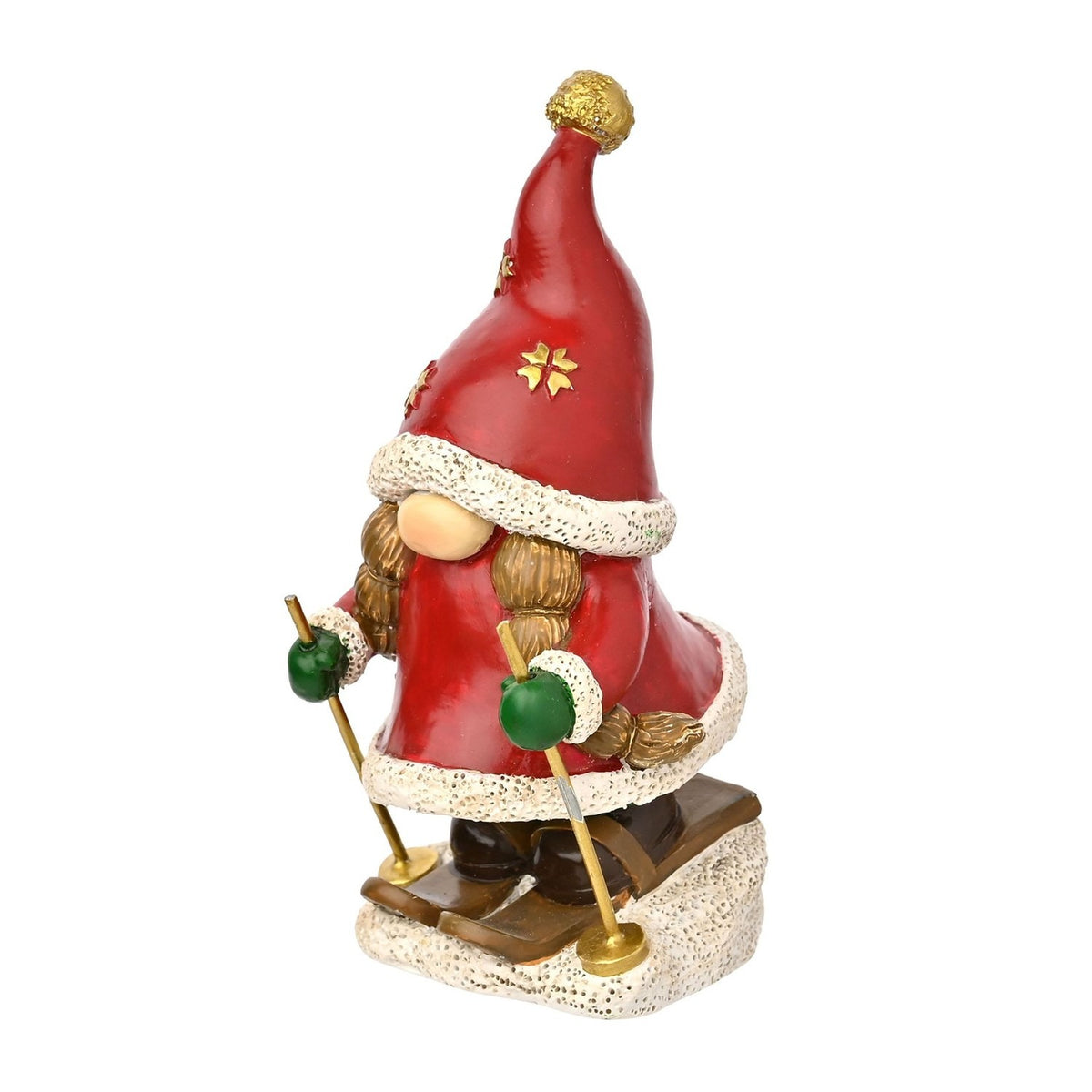 Skiing Mrs Claus Gonk Christmas Decoration - Red & White