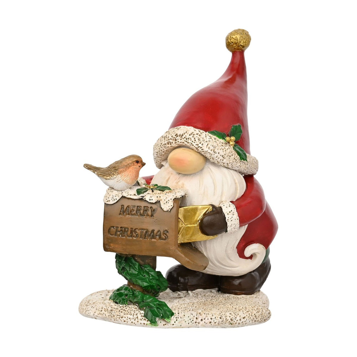 Santa Gonk and Robin Christmas Postbox Decoration - Red