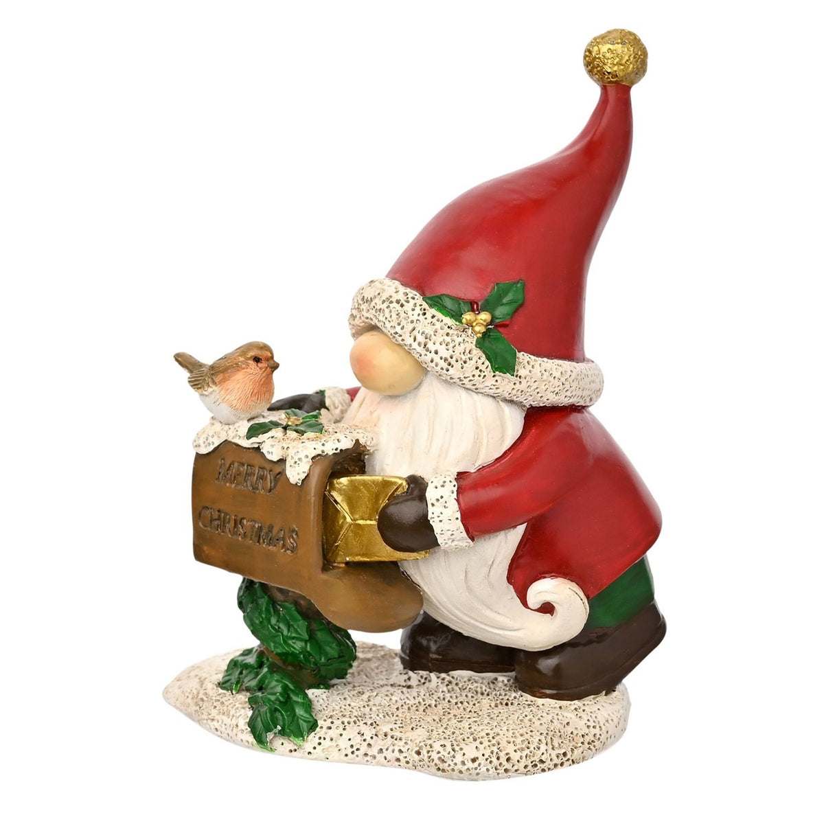 Santa Gonk and Robin Christmas Postbox Decoration - Red