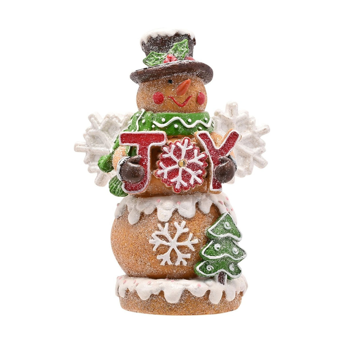 Icing Snowman Joy LED Light-Up Decoration 20.5cm - Brown