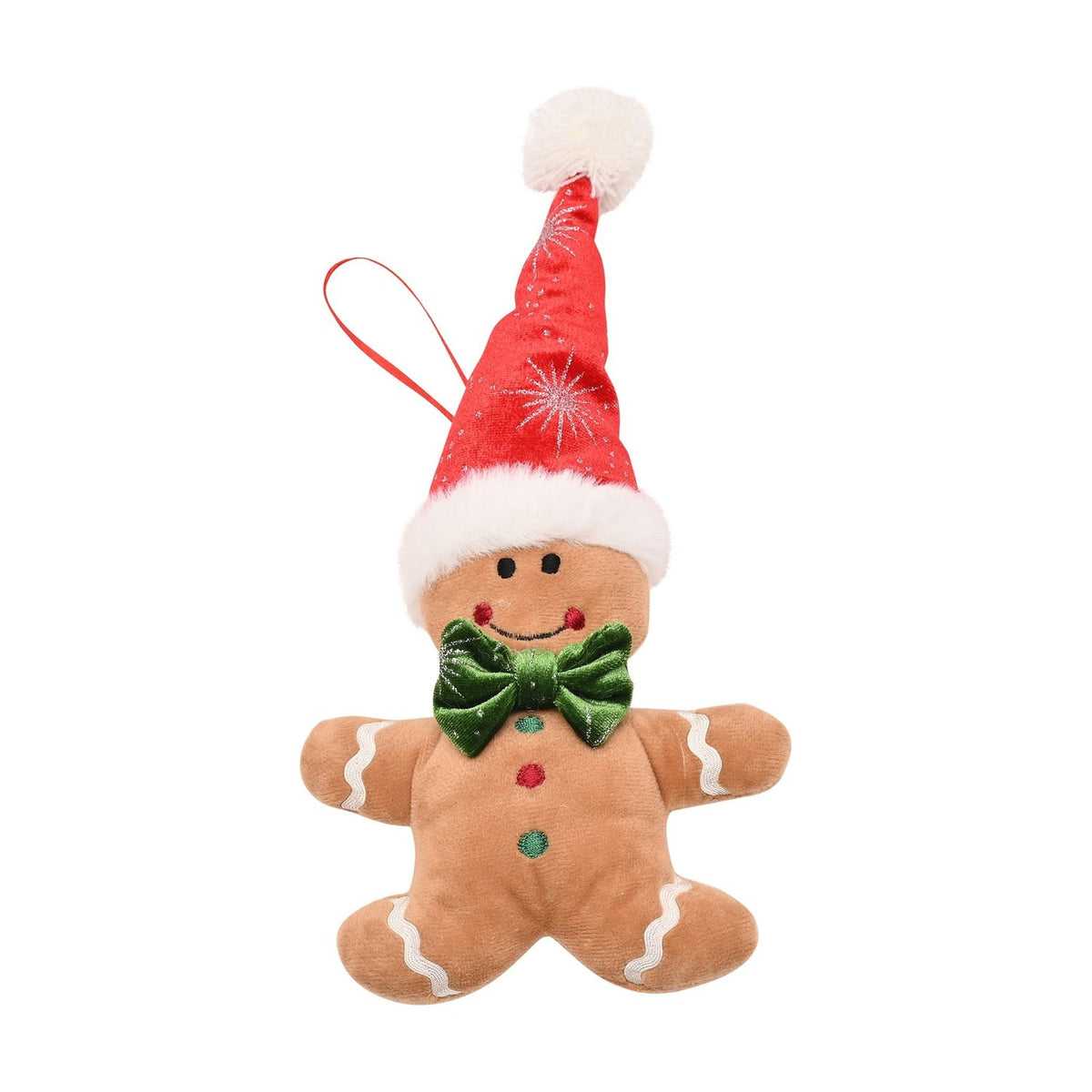 Gingerbread Man Fabric Christmas Tree Decoration - Brown