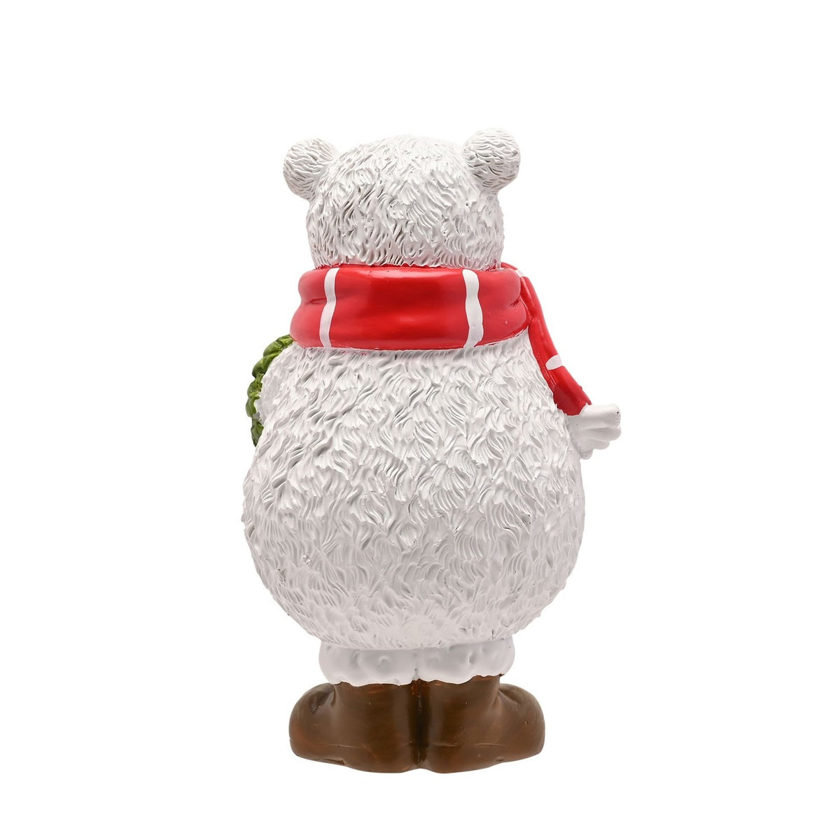 Blizzard Polar Bear Resin Decoration with Wreath - White