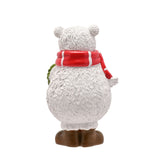 Blizzard Polar Bear Resin Decoration with Wreath - White