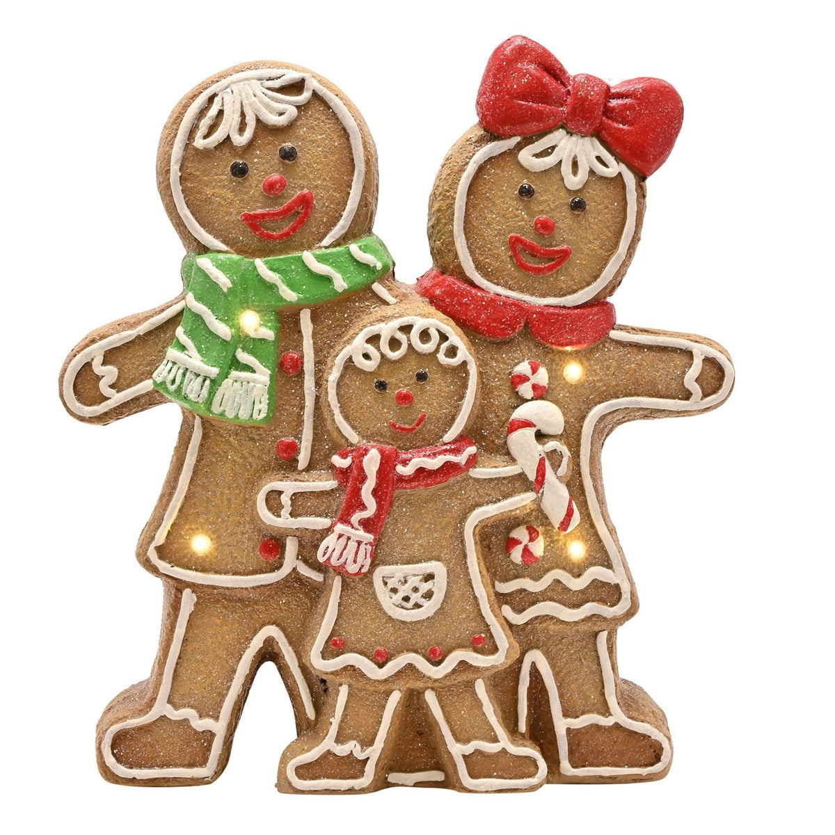 Gingerbread Family LED Plastic Decoration - Light Brown