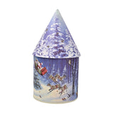Christmas Snowman Forest LED Round House Lantern 21cm - Blue