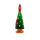Miniature Christmas Tree Ceramic Ornament with Bow - Emerald