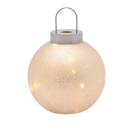 LED Frosted Glass Bauble Light-Up Decoration 13cm - White