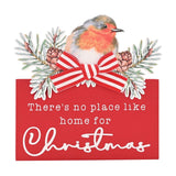 'No Place Like Home for Christmas' Robin Mantle Plaque - Red
