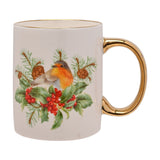 Robin Mug with Electroplated Handle and Rim - White & Gold