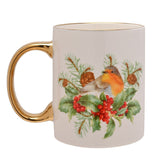 Robin Mug with Electroplated Handle and Rim - White & Gold