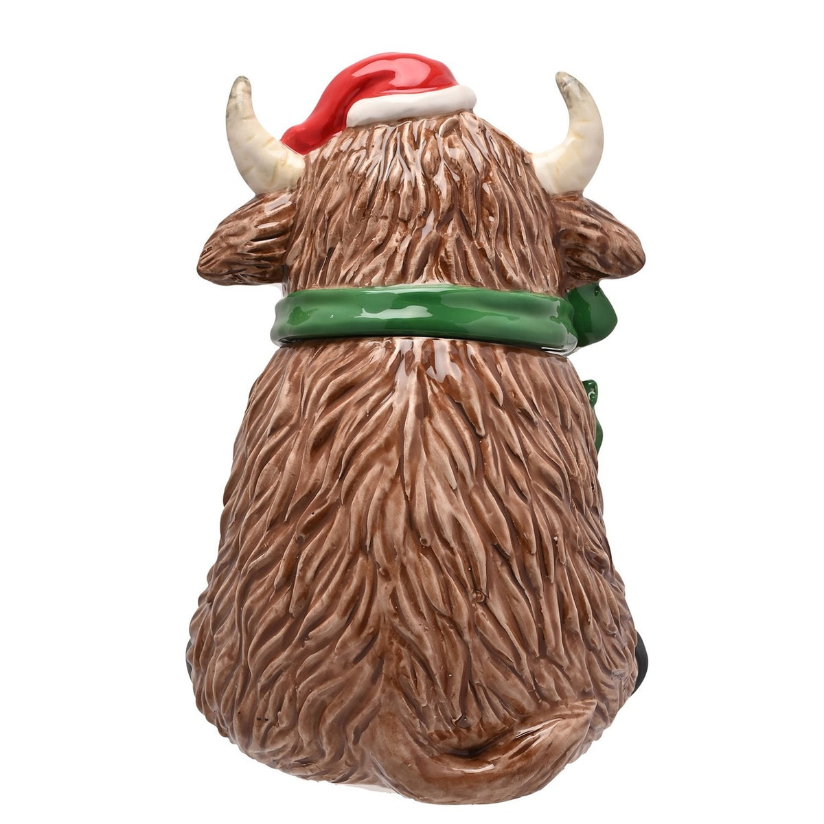 Christmas Highland Cow Ceramic Biscuit Barrel 24.5cm - Brown